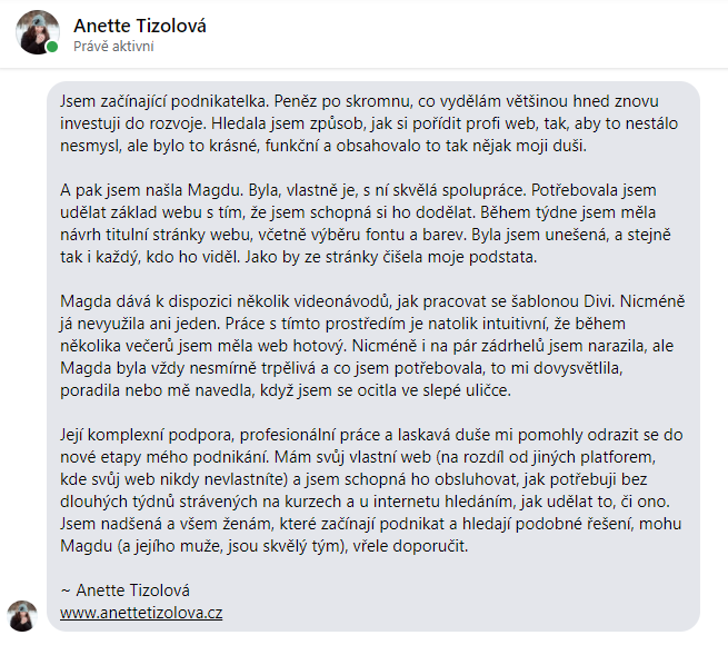 reference Anette Tizolová